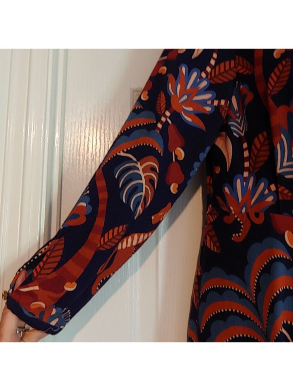 Farm Rio Faux Wrap Maxi Dress Tiger Jungle Floral Animal Print Boho L Art Fairy - Picture 12 of 15